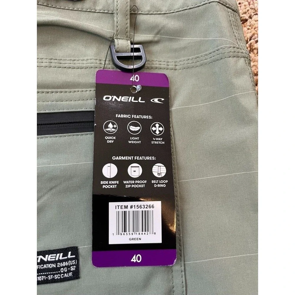 NWT O'Neill Men’s Hybrid Shorts - Size 40 - Sage Green - 11” Inseam - Quick Dry - Picture 5 of 9